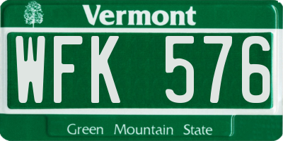 VT license plate WFK576