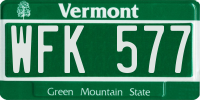 VT license plate WFK577
