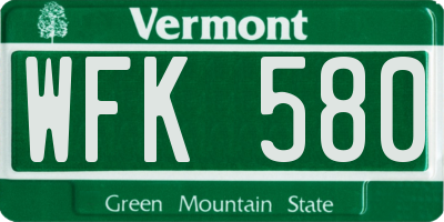 VT license plate WFK580