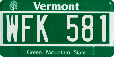VT license plate WFK581
