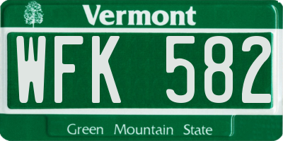 VT license plate WFK582