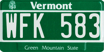 VT license plate WFK583