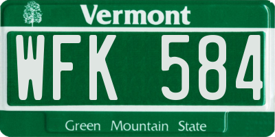 VT license plate WFK584