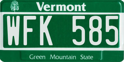 VT license plate WFK585
