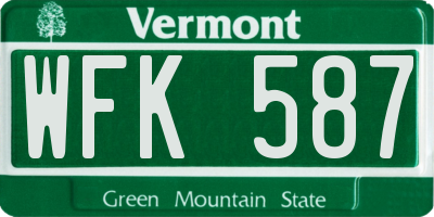 VT license plate WFK587