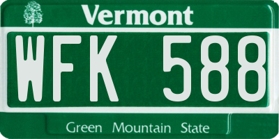 VT license plate WFK588