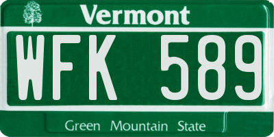 VT license plate WFK589