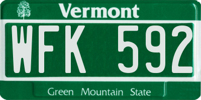 VT license plate WFK592