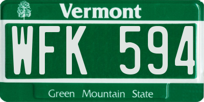 VT license plate WFK594