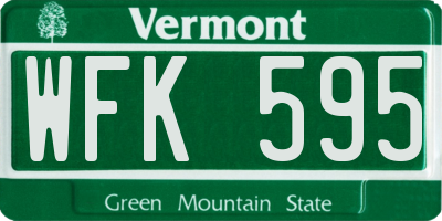 VT license plate WFK595