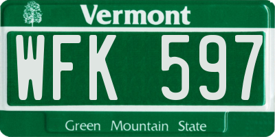 VT license plate WFK597