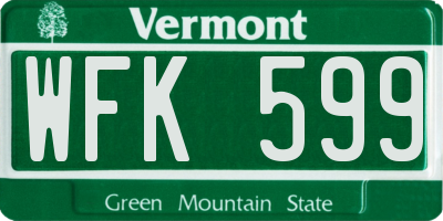 VT license plate WFK599