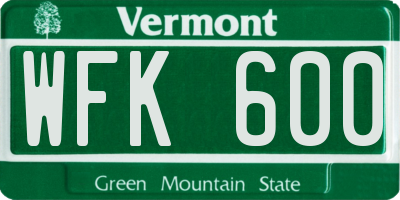 VT license plate WFK600