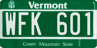 VT license plate WFK601