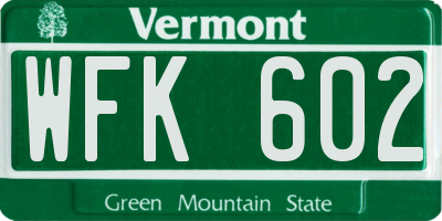 VT license plate WFK602