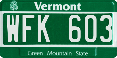 VT license plate WFK603