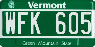 VT license plate WFK605