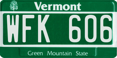 VT license plate WFK606