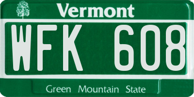 VT license plate WFK608