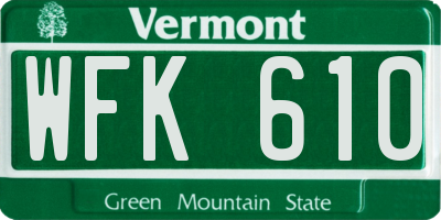 VT license plate WFK610