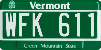VT license plate WFK611