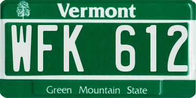 VT license plate WFK612