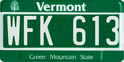 VT license plate WFK613