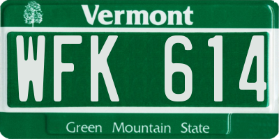 VT license plate WFK614