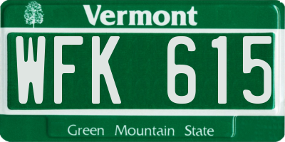 VT license plate WFK615