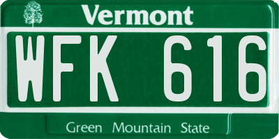 VT license plate WFK616