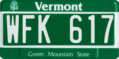 VT license plate WFK617