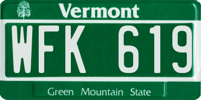 VT license plate WFK619