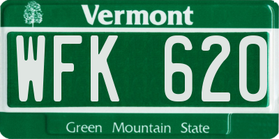 VT license plate WFK620