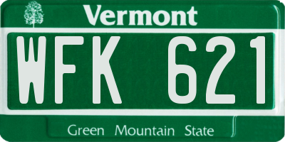 VT license plate WFK621