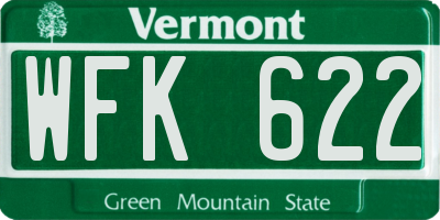 VT license plate WFK622