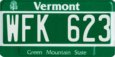 VT license plate WFK623