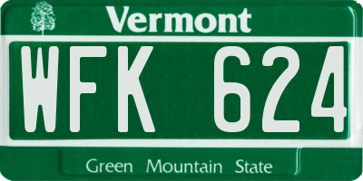 VT license plate WFK624