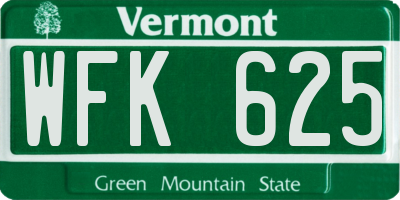 VT license plate WFK625