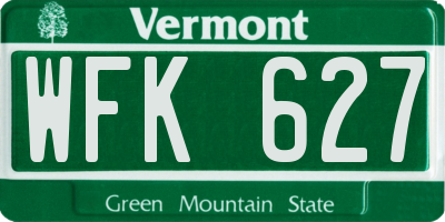 VT license plate WFK627