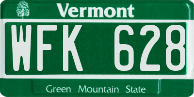 VT license plate WFK628