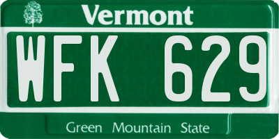 VT license plate WFK629
