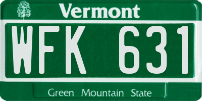VT license plate WFK631