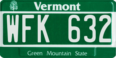VT license plate WFK632