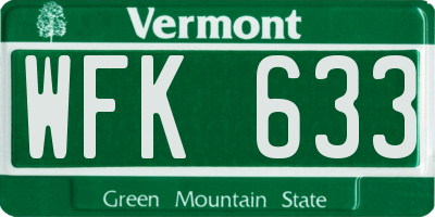 VT license plate WFK633