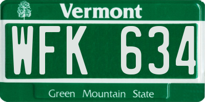VT license plate WFK634