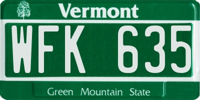 VT license plate WFK635