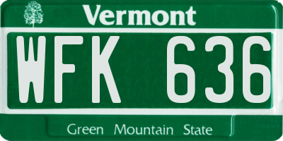 VT license plate WFK636
