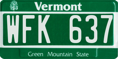 VT license plate WFK637