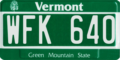 VT license plate WFK640