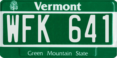 VT license plate WFK641